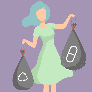 Icon of Woman Holding Trash Bags
