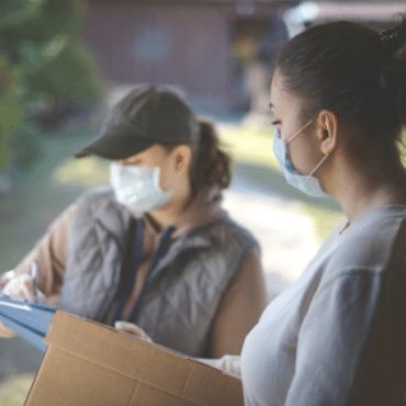 Woman accepting a delivery
