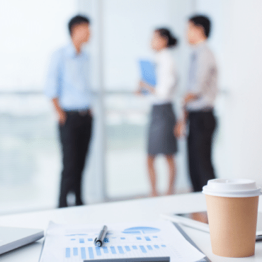 coworkers talking in the office